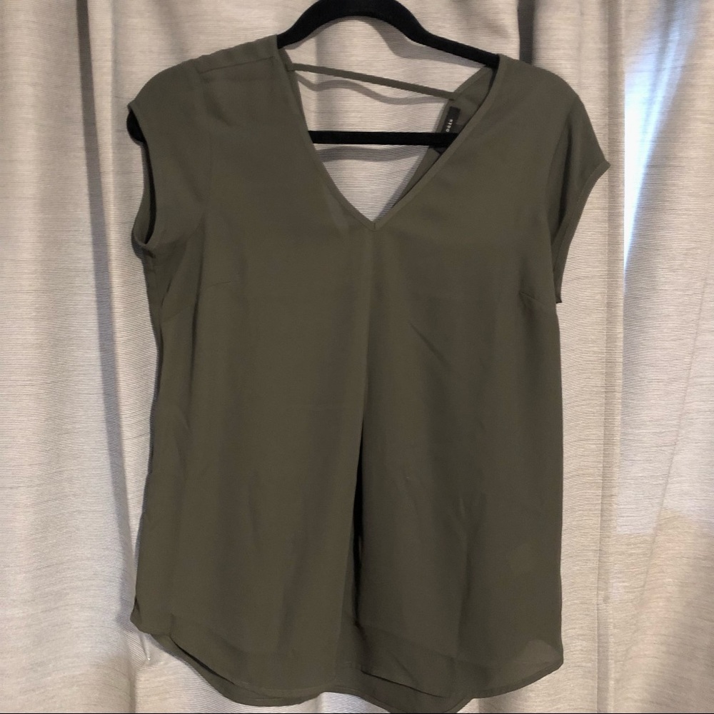 Halogen Moss Green Short-Sleeved Shirt XS